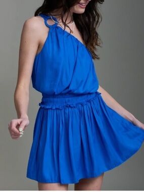 Vestique Blue One Shouler Mini Dress